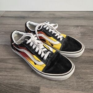 Vans Black Yellow Red Flame Old Skool Sneakers Unisex